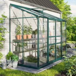 Serre adossée Ida 3,3m² en aluminium émeraude et verre de sécurité 3mm - Vitavia