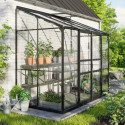 Serre adossée Ida 3,3m² en aluminium noir et verre de sécurité 3mm - Vitavia