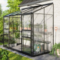 Serre adossée Ida 3,3m² en aluminium noir et verre de sécurité 3mm - Vitavia