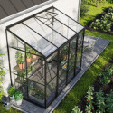Serre adossée Ida 3,3m² en aluminium noir et verre de sécurité 3mm - Vitavia