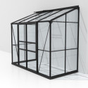 Serre adossée Ida 3,3m² en aluminium noir et verre de sécurité 3mm - Vitavia