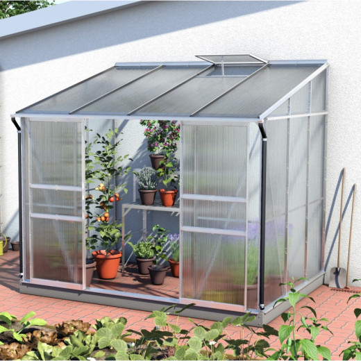Serre adossée Ida 5,2m² en aluminium anodisé et panneaux PC 6mm - Vitavia
