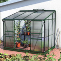 Serre adossée Ida 5,2m² en aluminium émeraude et panneaux PC 4mm - Vitavia