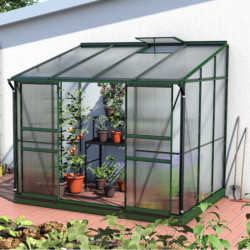 Serre adossée Ida 5,2m² en aluminium émeraude et panneaux PC 4mm - Vitavia