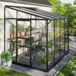 Serre adossée Ida 5,2m² en aluminium noir et vitrage combiné - Vitavia