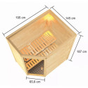 Sauna traditionnel d’angle Jella 2 à 3 places 38mm - poêle 9KW ctrl externe - sans couronne lumineuse - Woodfeeling