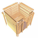 Sauna traditionnel d’angle Jella 2 à 3 places 38mm - poêle 9KW ctrl externe - sans couronne lumineuse - Woodfeeling