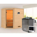 	Sauna traditionnel d’angle Jella 2 à 3 places 38mm - poêle Easy Bio 9000W - sans couronne lumineuse - Woodfeeling