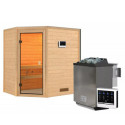 	Sauna traditionnel d’angle Jella 2 à 3 places 38mm - poêle Easy Bio 9000W - sans couronne lumineuse - Woodfeeling