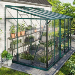 Serre adossée Ida 6,5m² en aluminium émeraude et vitrage combiné - Vitavia