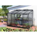 Serre adossée Ida 6,5m² en aluminium noir et panneaux PC 6mm - Vitavia
