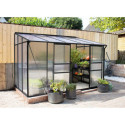 Serre adossée Ida 6,5m² en aluminium noir et panneaux PC 6mm - Vitavia