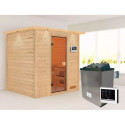 Sauna traditionnel Adelina 3 à 4 places 38mm - poêle 9KW ctrl externe - couronne lumineuse - Woodfeeling	