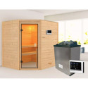 Sauna traditionnel d’angle Elea 3 à 4 places 38mm - poêle 9KW ctrl externe - sans couronne - Karibu