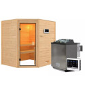 Sauna traditionnel d’angle Elea 3 à 4 places 38mm - poêle Easy Bio 9000W - sans couronne - Karibu