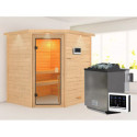 Sauna traditionnel d’angle Elea 3 à 4 places 38mm - poêle Easy Bio 9000W - avec couronne - Karibu
