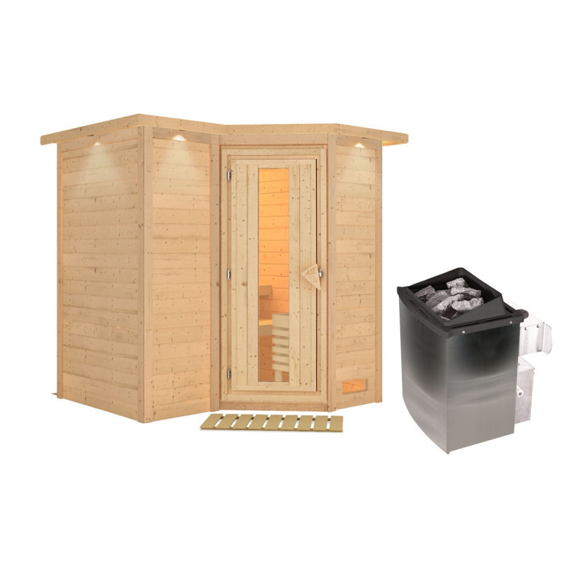 Sauna traditionnel Sahib 1 - poêle 9KW ctrl intégré - couronne - KARIBU