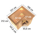 Sauna traditionnel Sahib 1 - poêle 9KW ctrl intégré - couronne - KARIBU