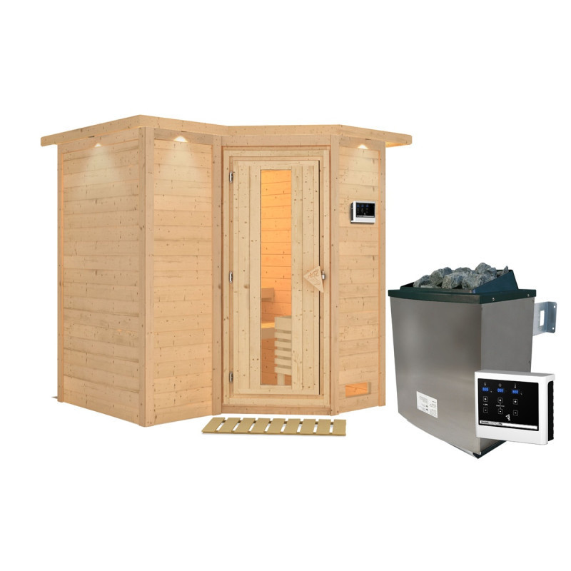 Sauna traditionnel Sahib 1 - poêle 9KW ctrl externe - couronne - KARIBU