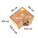 Sauna traditionnel Sahib 1 - poêle 9KW ctrl intégré - sans couronne - KARIBU