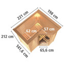 Sauna traditionnel Sahib 1 avec couronne - poêle 9KW ctrl intégré - KARIBU
