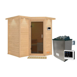 Sauna traditionnel Sahib 1 - poêle 9KW ctrl externe - couronne - KARIBU