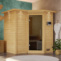 Sauna traditionnel Sahib 1 - poêle 9KW ctrl externe - couronne - KARIBU
