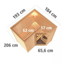Sauna traditionnel 38mm 4 à 5 places Sahib 1 sans couronne - poêle Easy Bio 9000W - porte en verre clair KARIBU