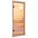 Sauna traditionnel 38mm 4 à 5 places Sahib 1 - poêle 9KW ctrl externe - couronne et porte en verre clair KARIBU