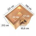 Sauna traditionnel 38mm 4 à 5 places Sahib 1 - poêle 9KW ctrl externe - couronne et porte en verre clair KARIBU
