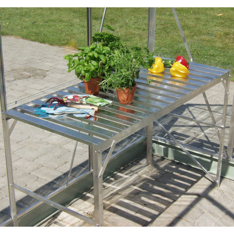 Table en aluminium anodisé – L121cm – pour les serres de jardin Vitavia