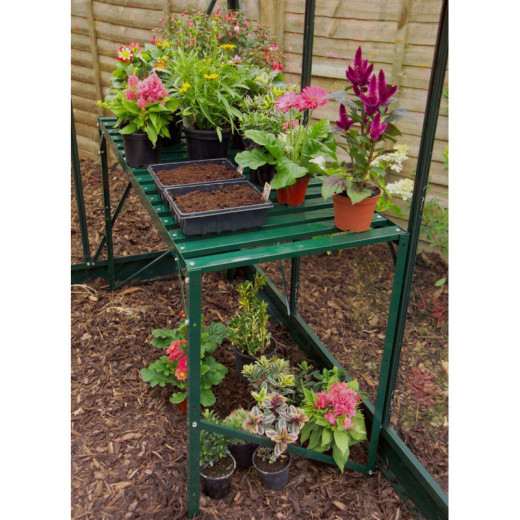 Table en aluminium émeraude – L121cm – pour les serres de jardin Vitavia