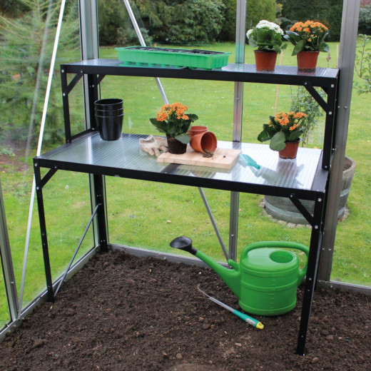 Dessus de table en aluminium noir et PC 16mm – H39cm – pour les serres de jardin Vitavia