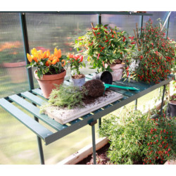 Table rabattable en aluminium émeraude – L120cm – pour les serres de jardin Vitavia