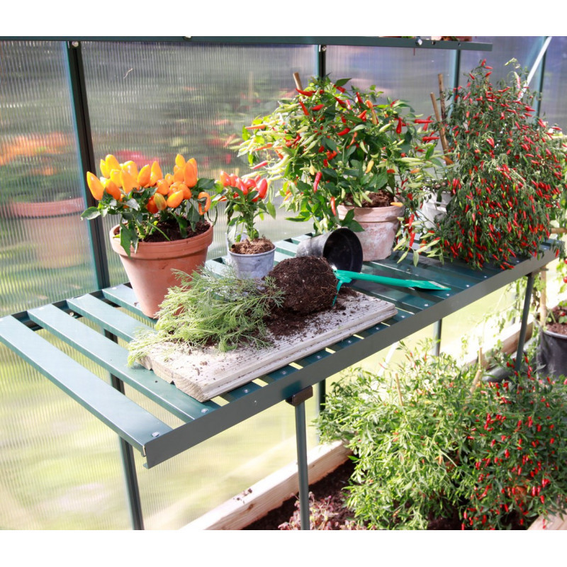 Table rabattable en aluminium émeraude – L120cm – pour les serres de jardin Vitavia