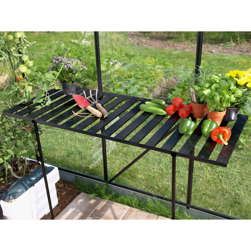 Table rabattable en aluminium noir – L120cm – pour les serres de jardin Vitavia