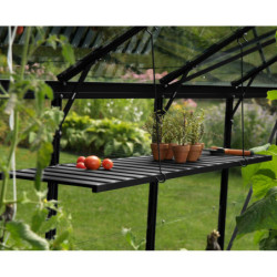 Étagère rabattable en aluminium noir – L120cm – pour les serres de jardin Vitavia