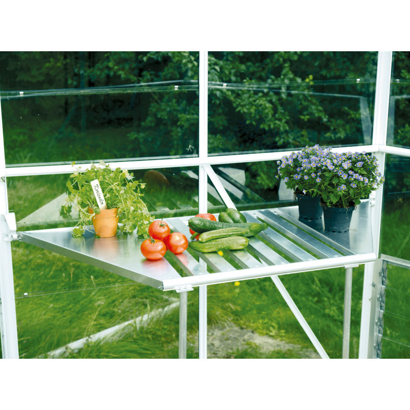 Table rabattable en aluminium anodisé – L122cm – pour serres de jardin Hera 4500 - Vitavia