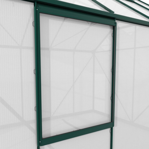 Fenêtre latérale V – alu émeraude et PC 6mm – pour serres de jardin Vitavia