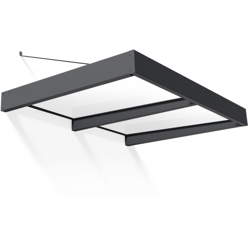 Auvent marquise en aluminium gris foncé et acrylique blanc Sophia™ XL 2000 – Canopia