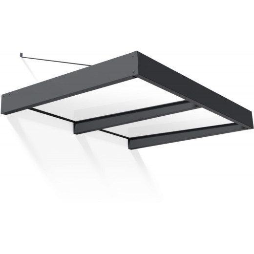 Auvent marquise en aluminium gris foncé et acrylique blanc Sophia™ XL 2000 – Canopia