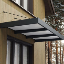 Auvent marquise en aluminium gris foncé et acrylique blanc Sophia™ XL 3000 – Canopia