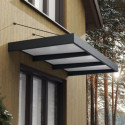 Auvent marquise en aluminium gris foncé et acrylique blanc Sophia™ XL 3000 – Canopia