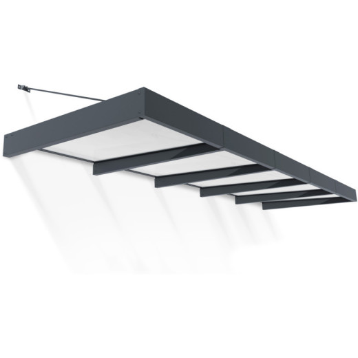 Auvent marquise en aluminium gris foncé et acrylique blanc Sophia™ XL 5000 – Canopia	