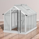 Mini-serre Merlin 0,83m² en alu anodisé et PC 4mm – fondation en acier – Vitavia