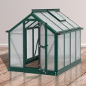 Mini-serre Merlin 0,83m² en alu émeraude et PC 4mm – fondation en acier – Vitavia
