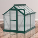 Mini-serre Merlin 0,83m² en alu émeraude et PC 4mm – fondation en acier – Vitavia