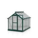 Mini-serre Merlin 0,83m² en alu émeraude et PC 4mm – fondation en acier – Vitavia