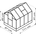 Mini-serre Merlin 0,83m² en alu noir et PC 4mm – fondation en acier – Vitavia