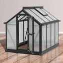 Mini-serre Merlin 0,83m² en alu noir et PC 4mm – fondation en acier – Vitavia